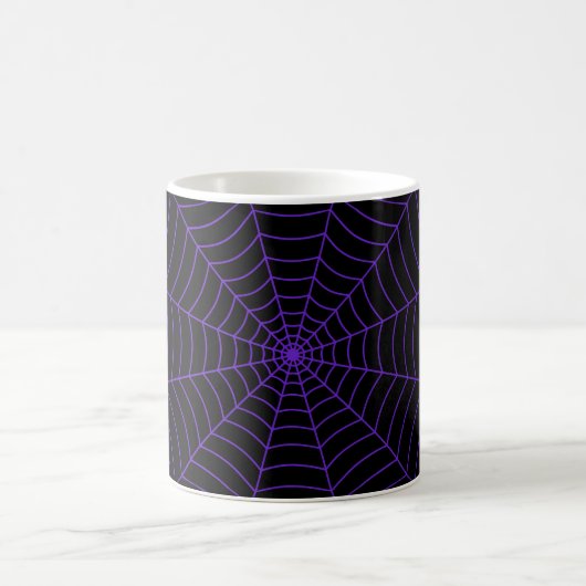 Black purple spider web Halloween pattern コーヒーマグカップ (中央)