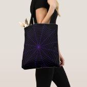 Black purple spider web Halloween pattern トートバッグ (クローズアップ)