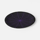 Black purple spider web Halloween pattern ペーパープレート (アングル)