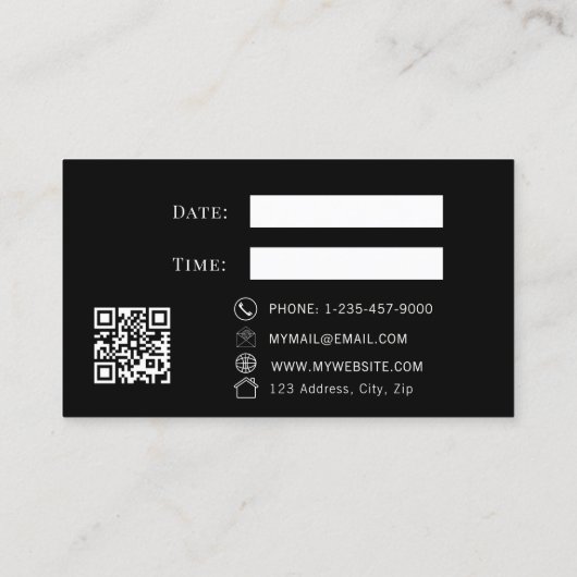 Black QR business customer client appointment card 割引カード (裏面)
