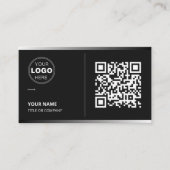 Black QR Code Business Card with Logo | Modern 名刺 (正面)