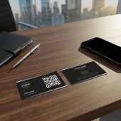 Black QR Code Business Card with Logo | Modern 名刺