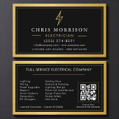 Black QR Code Electrician Electrical Contractor  名刺