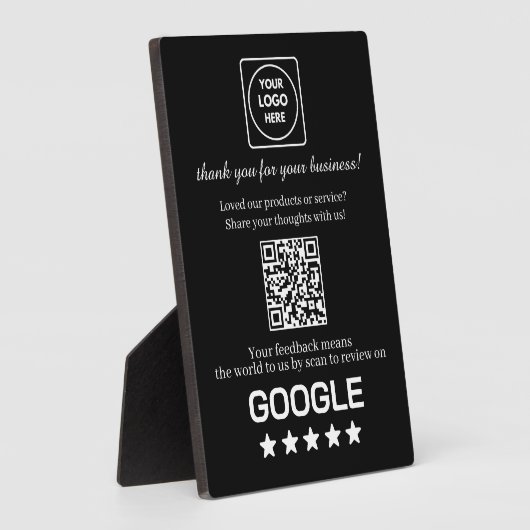 Black QR Code | Google Business Review Display フォトプラーク (側面)