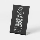 Black QR Code | Google Pay Contactless Payment 台座サイン (正面)