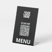 Black Qr Code Menu | Logo Contactless Modern 台座サイン (正面)