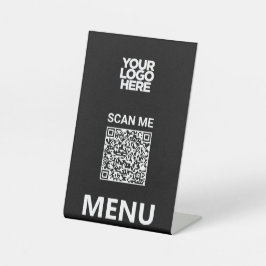 Black Qr Code Menu | Logo Contactless Modern 台座サイン
