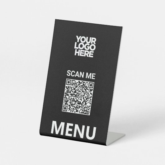 Black Qr Code Menu | Logo Contactless Modern 台座サイン (正面)