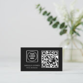 Black QR Code | Minimal Modern Custom Contact  名刺 (スタンド正面)