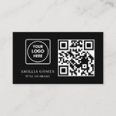 Black QR Code | Minimal Modern Custom Contact  名刺 (正面)
