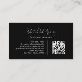 Black QR code Modern Calligraphy Script Monogram 名刺 (裏面)