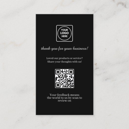 Black QR | Custom Business Feedback Review Link 名刺 (正面)
