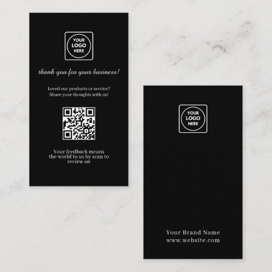 Black QR | Custom Business Feedback Review Link 名刺 (正面/裏面)