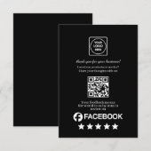 Black QR | Facebook ビジネス評価リンク エンクロージャーカード (正面/裏面)