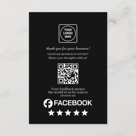 Black QR | Facebook ビジネス評価リンク エンクロージャーカード (正面)