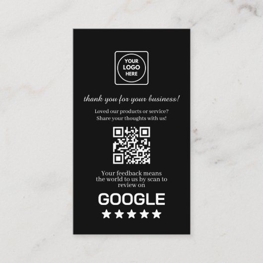 Black QR | Google Reviews Custom Thank You Link 名刺 (正面)