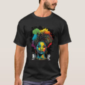 Black Queen Afro Melanin Dripping Black History Mo Tシャツ (正面)