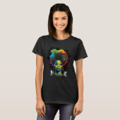 Black Queen Afro Melanin Dripping Black History Mo Tシャツ (正面フル)