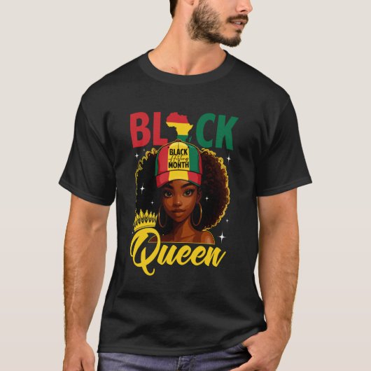 Black Queen Black History Month African American W Tシャツ (正面)