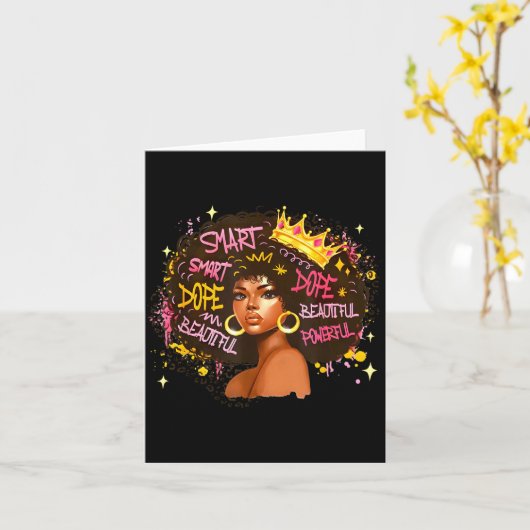 Black Queen Dripng Afro Melanin Black History Mont カード (黄色い花)
