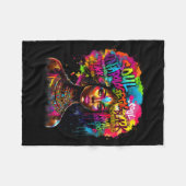 Black Queen Dripng Afro Melanin Black History Mont フリースブランケット (正面(横))