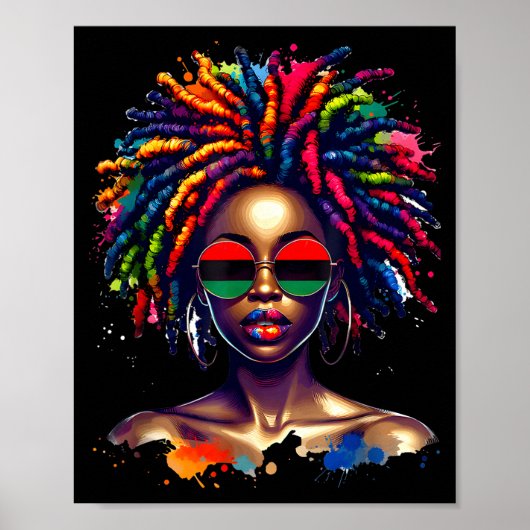 Black Queen Dripng Afro Melanin Black History Mont ポスター (正面)