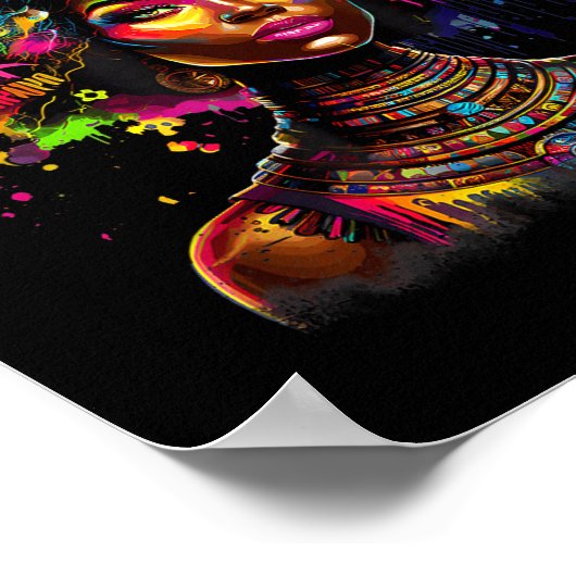 Black Queen Dripng Afro Melanin Black History Mont ポスター (角)