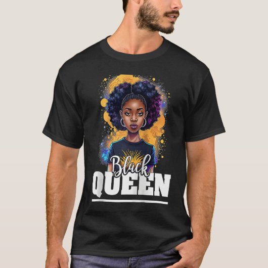 Black Queen For Proud African American Black Histo Tシャツ (正面)