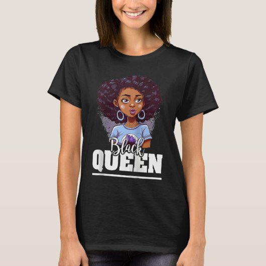 Black Queen For Proud African American Black Histo Tシャツ (正面)