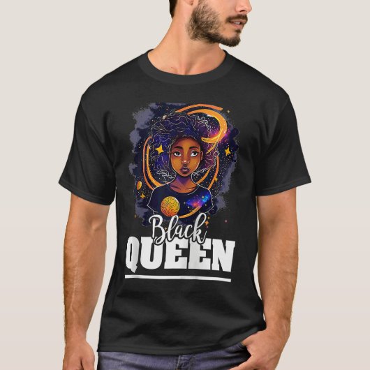 Black Queen For Proud African American Black Histo Tシャツ (正面)