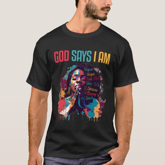 Black Queen God Says Am I Black Melanin History Mo Tシャツ (正面)