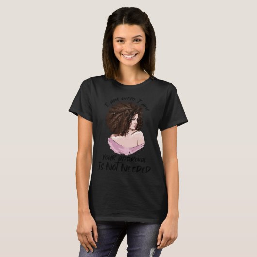 Black Queen Lady Curly Natural Afro African Americ Tシャツ (正面フル)