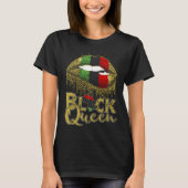 Black Queen Lips  Red Green African American Flag Tシャツ (正面)