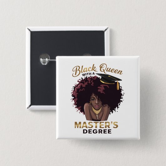 Black Queen Masters Degree Cute Graduation Gifts  缶バッジ (正面&裏面)