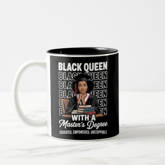 Black Queen Masters Degree Graduation Educated  ツートーンマグカップ (左)