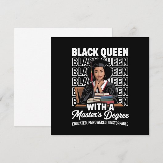 Black Queen Masters Degree Graduation Educated  招待状 (正面/裏面)
