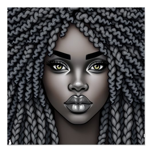 Black Queen Melanin Afrocentric Sista Dreads Locs ポスター (正面)