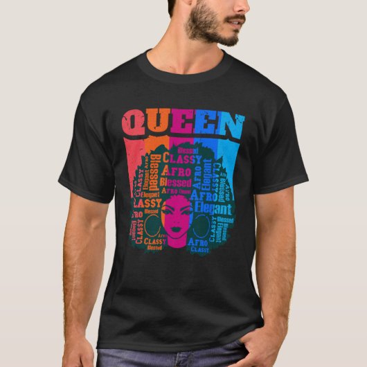 Black Queen Melanin Magic Sista Woman Queens Brown Tシャツ (正面)