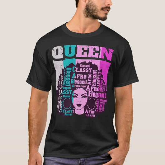Black Queen Melanin Magic Sista Woman Queens Brown Tシャツ (正面)