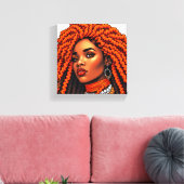 Black Queen Melanin Women Sista Orange Queens キャンバスプリント (インサイチュ (リビング))