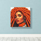 Black Queen Melanin Women Sista Orange Queens キャンバスプリント (インサイチュ (ウッドフロア))