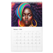 Black queen pastel rainbow melanin sista カレンダー (2月 2026)