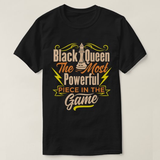Black Queen Power | Strong Chess Quote Design Tシャツ (デザイン正面)