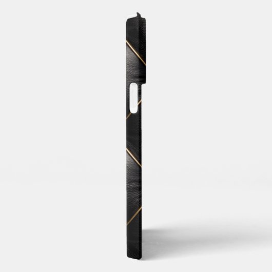 Black Quilted Leather & Gold Studs Phone Case iPhoneケース (右側面)