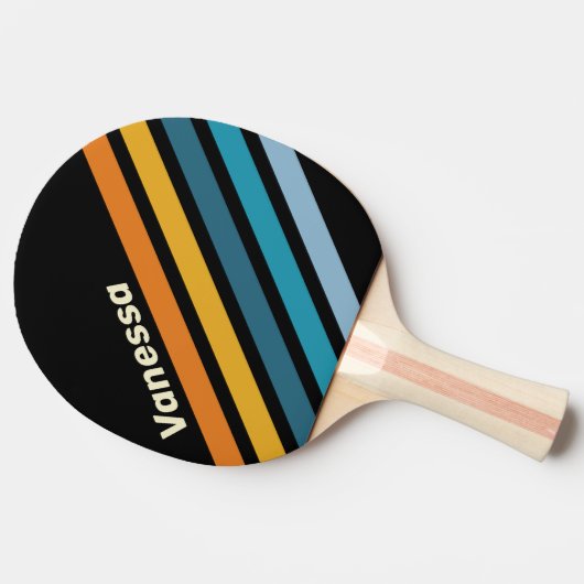 Black Rainbow Angled Striping with Name 卓球ラケット (横)