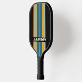 Black Rainbow Board Stripes with Name ピックルボールラケット (左)