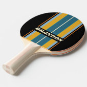 Black Rainbow Board Stripes with Name 卓球ラケット (正面アングル)