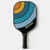 Black Rainbow Circle Stripe with Name ピックルボールラケット (裏面)
