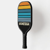 Black Rainbow Horizon Striping with Name ピックルボールラケット (左)