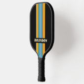 Black Rainbow Rally Stripe with Name ピックルボールラケット (左)